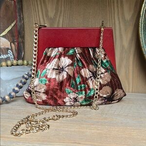 Anthropologie Red Floral Clutch